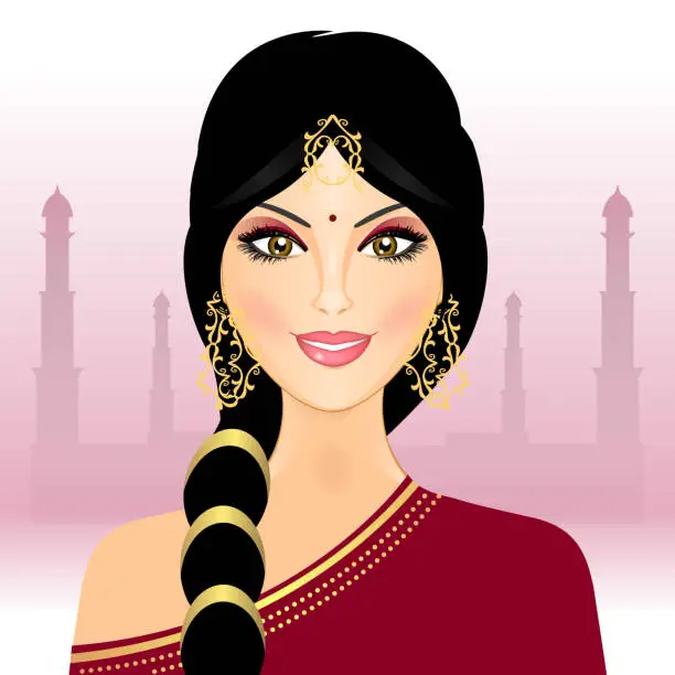 Vector illustration of Indian woman