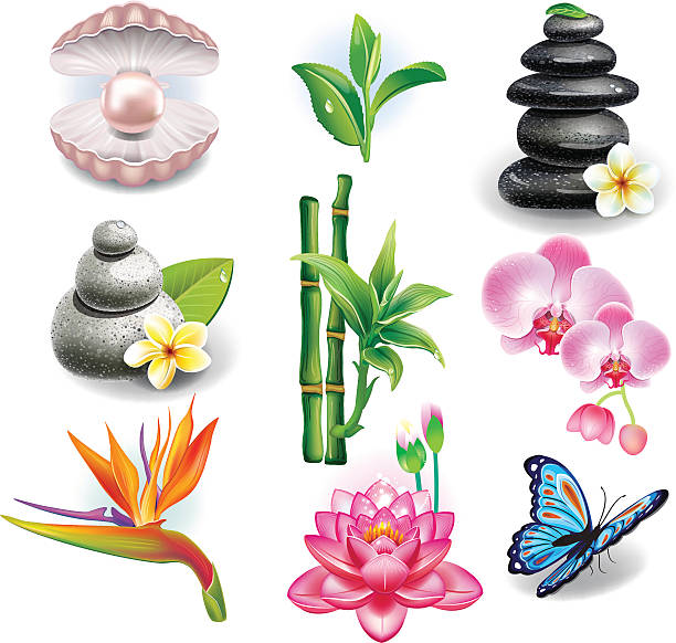 Set di simboli di benessere - illustrazione arte vettoriale