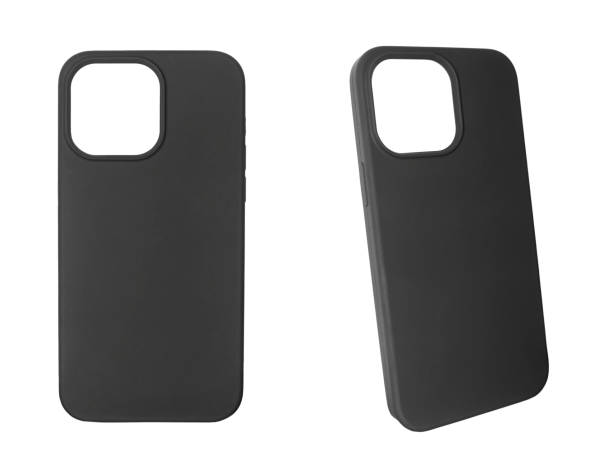 istock Mobile phone case isolated on white background. Smart phone case isolated. Black silicone case for smartphone or phone with cutouts for the camera. Front view 1505228652
