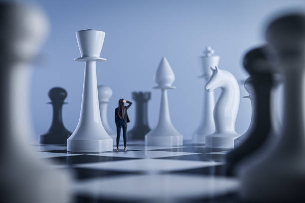 istock Blurry white chessboard background. Success, teamwork and leadership concept. 3D Rendering. 1505241454
