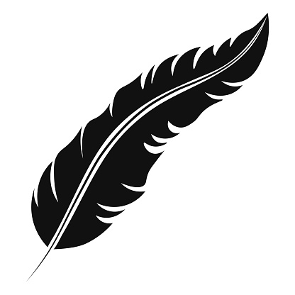 Bird Feather black silhouett. Vector illustration