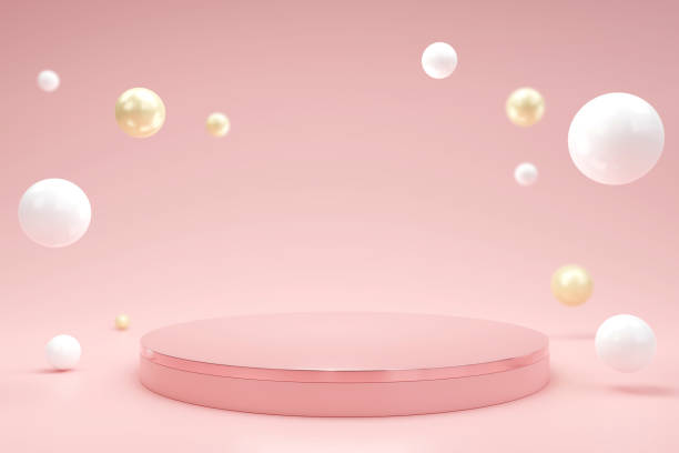 istock Podiums pink pastel. geometric scene background. 1505279520