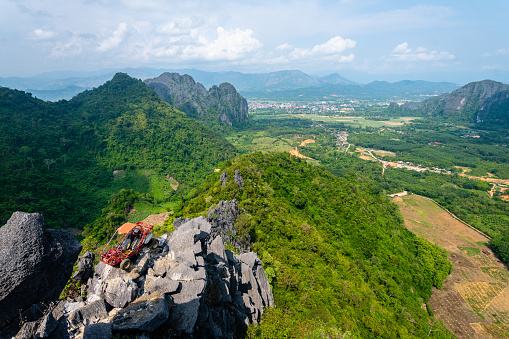 countryside view from nam xay viewpoint in vang vieng, laos