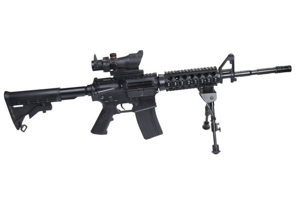 istock AR-15 assault rifle with bipod isolated on a white 1505311624
