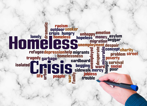 Word Cloud with HOMELESS CRISIS concept.