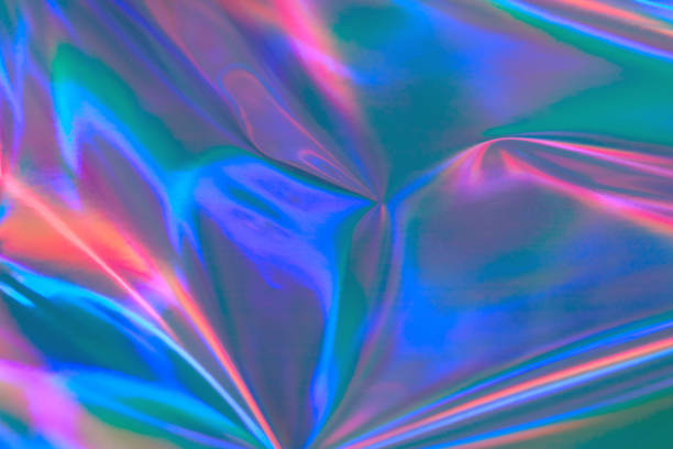istock Abstract neon holographic metallic foil background in 80s, 90s style 1505318351