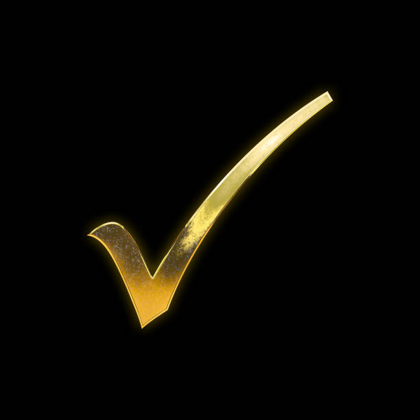 Gold golden check mark symbol sign icon
