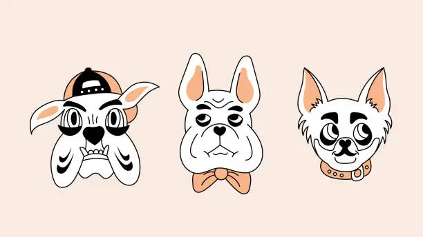 Vector illustration of Male dog characters set