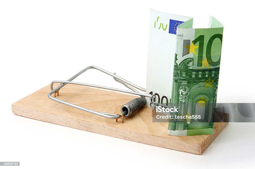 Trappola per topi con euro - Foto stock royalty-free di Carta