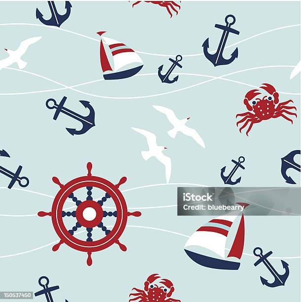 Motif Sans Couture De Mer Vecteurs libres de droits et plus d'images vectorielles de Ancre - Ancre, Bateau de voyageurs, Bateau à voile