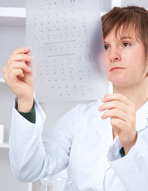 istock Medtech checks results of  cariotype test 150537572
