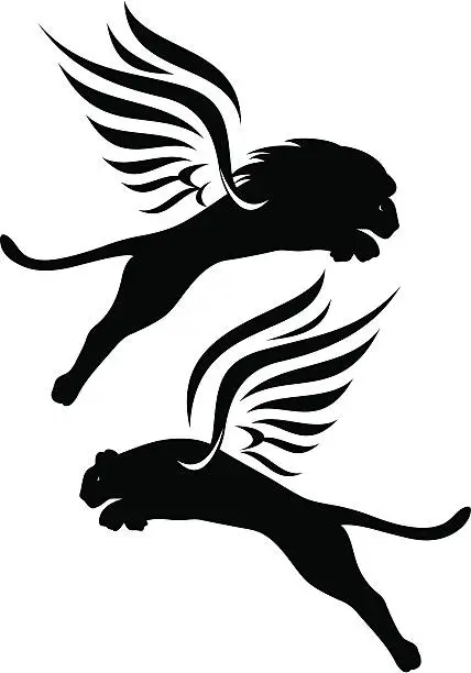 Vector illustration of winged lions