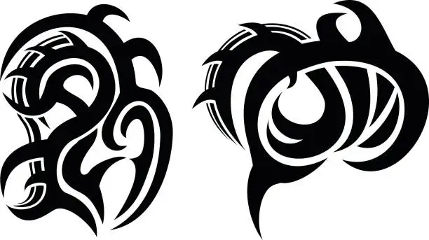 Vector illustration of Tribal Tattoo Set