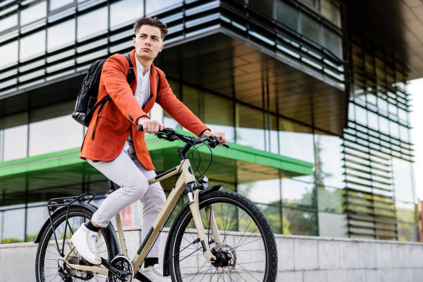 istock Young businessman goes to work by bicycle 1505384490