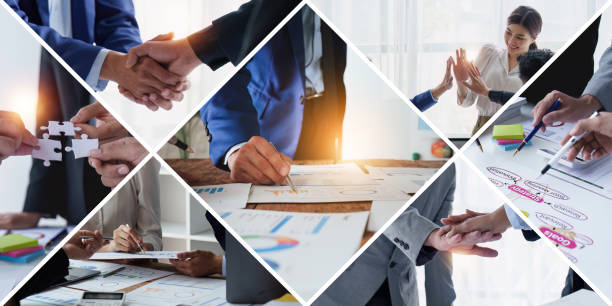 istock Group of Business people process and workflow automation with flowchart. Business Analytics Workflow Process Project and Research Concept 1505398147