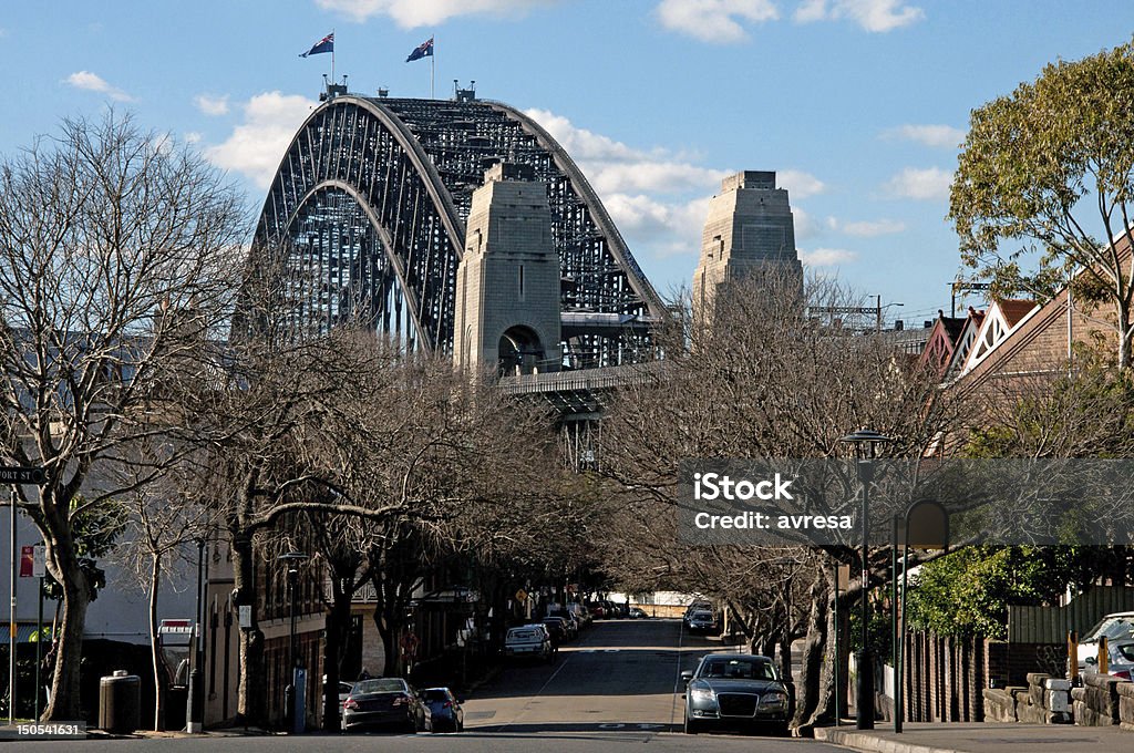 Harbour Bridge de The Rocks, em Sydney - Foto de stock de Inverno royalty-free