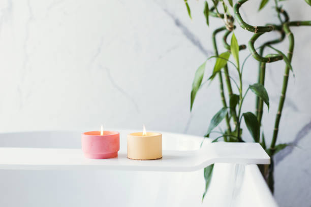 istock Craft candles on baththube at bathroom 1505424886