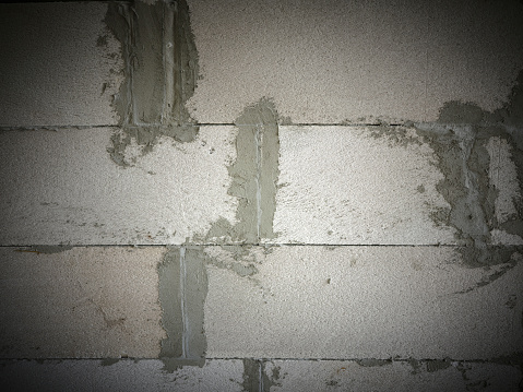 Interior background of buildings being constructed with autoclaved aerated bricks.