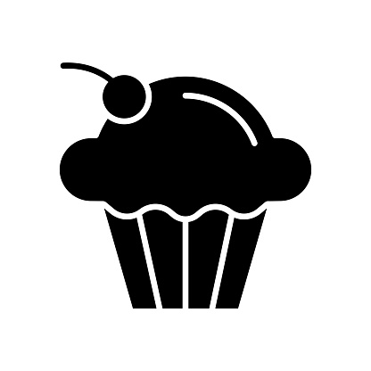 Cupcakes Icon Solid Style. Vector Icon Design Element for Web Page, Mobile App, UI, UX Design