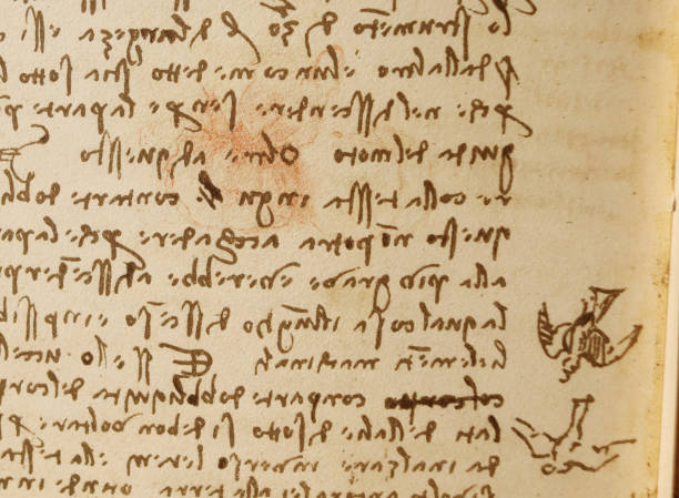 istock Manuscript, drawings, inscriptions, blueprints by Leonardo Da Vinci in the old book The Codice Sul Volo, by E. Rouveyre , 1926 1505472655