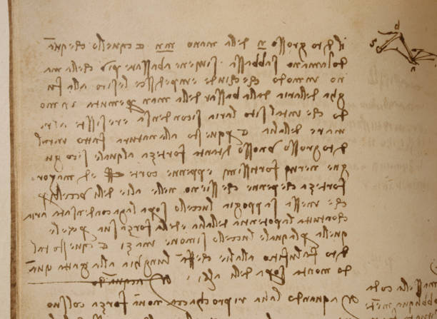 istock Manuscript, drawings, inscriptions by Leonardo Da Vinci in the old book The Codice Sul Volo, by E. Rouveyre , 1940 1505473674