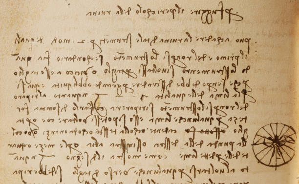 istock Manuscript, drawings, inscriptions, blueprints by Leonardo Da Vinci in the old book The Codice Sul Volo, by E. Rouveyre , 1926 1505474222