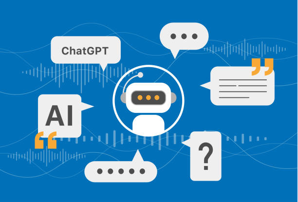 chatbot ai chat robot speech bubble technology, talking chatting speech bubble. conversation with an artificial intelligence service. virtual assistant for customer support information. - chat gpt stock illustrations