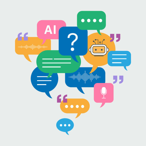 chatbot ai chat robot speech bubble technology, talking chatting speech bubble. conversation with an artificial intelligence service. virtual assistant for customer support information. - chat gpt stock illustrations