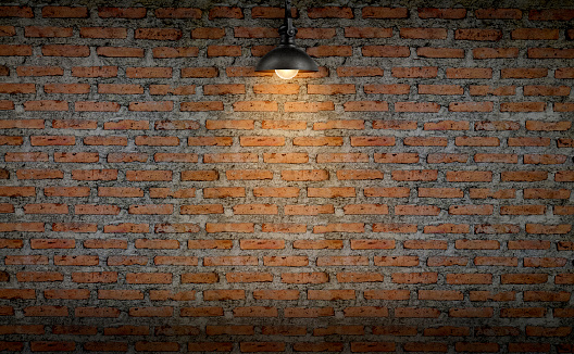 lamp, interior, room, with brick wall