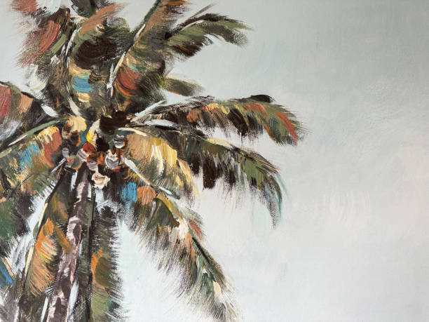Oil painting of a palm tree