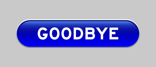 ilustrações de stock, clip art, desenhos animados e ícones de blue color capsule shape button with word goodbye on gray background - jó