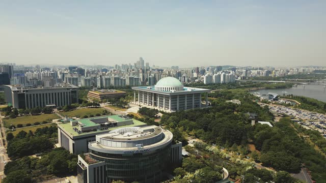 Aerial View of National Assembly Building in Seoul, South Korea