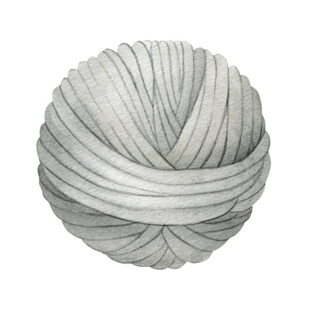 Gray yarn ball. Skein of yarn for knitting. Watercolor illustration drawn by hands. Isolated. For stickers, scrapbook, postcards, yarn or wool shop logos and banners. Gray yarn ball. Skein of yarn for knitting. Watercolor illustration drawn by hands. Isolated. For stickers, scrapbook, postcards, yarn or wool shop logos and banners. sewing thread rolled up creation stock illustrations