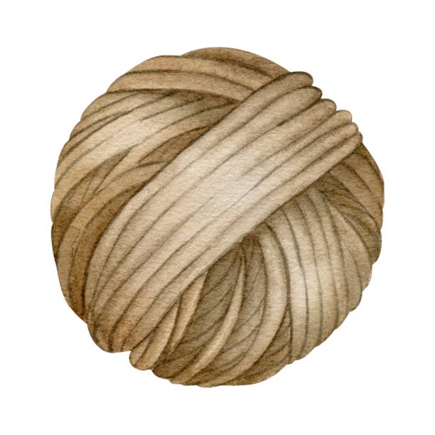 Brown yarn ball. Skein of yarn for knitting. Watercolor illustration drawn by hands. Isolated. For stickers, scrapbook, postcards, yarn or wool shop logos and banners. Brown yarn ball. Skein of yarn for knitting. Watercolor illustration drawn by hands. Isolated. For stickers, scrapbook, postcards, yarn or wool shop logos and banners. sewing thread rolled up creation stock illustrations