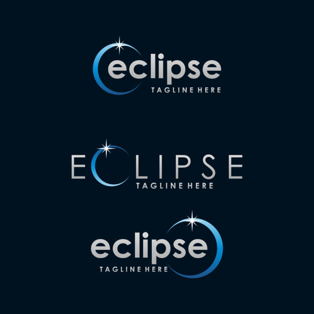 ilustraciones, imágenes clip art, dibujos animados e iconos de stock de idea de plantilla de diseño de logotipo vectorial eclipse - eclipse espacio