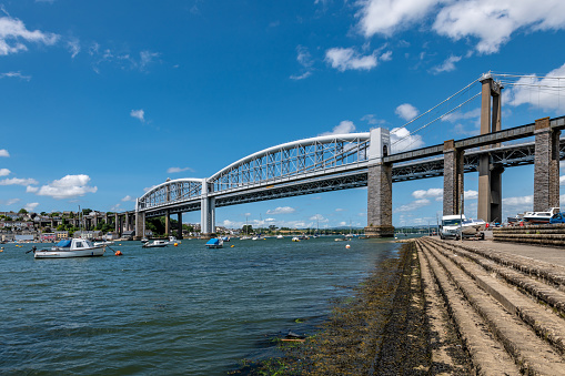 Plymouth, UK. 29 June 2023. The Royal Albert Bridge over the River Tamar, designed by Isambard Kingdom Brunel, built in 1859.