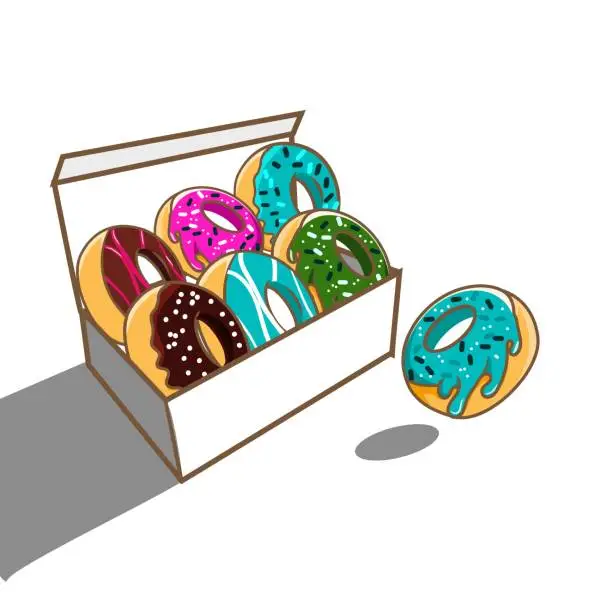 Vector illustration of donuts in white box vector