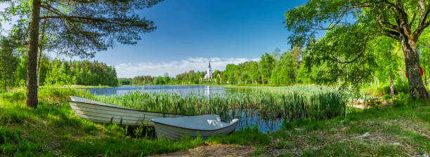 istock White rowing boats on a lake 1505599448