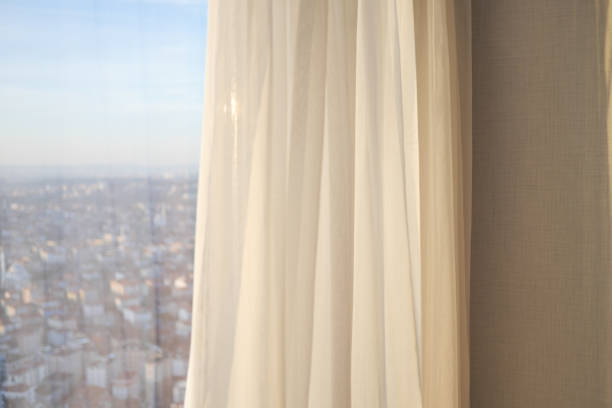 istock close up of clean fabric curtain. 1505600231