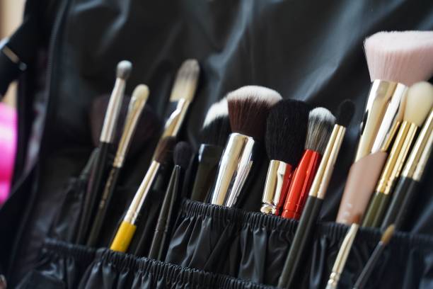 istock Closeup shot of an array of diverse makeup brushes stored in a pouch 1505641655