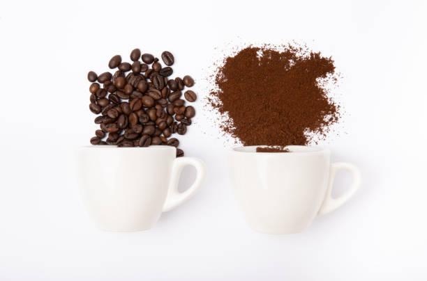 istock Ground coffee and coffee beans isolated on white background. 1505642120