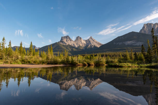 istock Views from Canmore near Banff National Park with Three Sisters at sunset. 1505642407