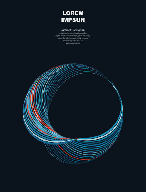 векторная скрученная синяя кольцевая линия стиль минимализм каркасная модель технология иконка - silk black backgrounds pattern stock illustrations