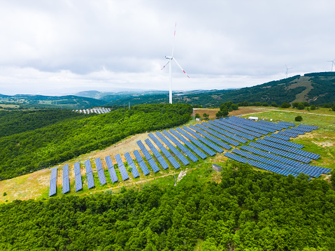 Aerial shot of rural landscape