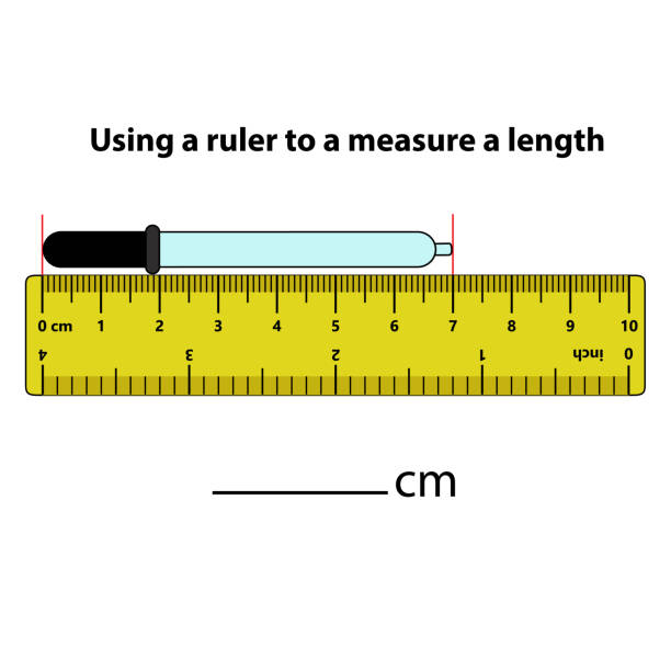 ilustrações de stock, clip art, desenhos animados e ícones de measuring length in centimeters eye dropper and calculator with the ruler. education developing worksheet. game for kids. puzzle for children. vector illustration. cartoon style. - white background studio shot macro square