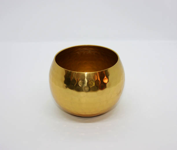 istock Hammered Gold Round Bowl on the white background. Round Hammered Decorative Bowl. 1505657706