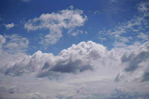 Stratus cumulus alto nimbo clouds in the blue sky are weather messengers