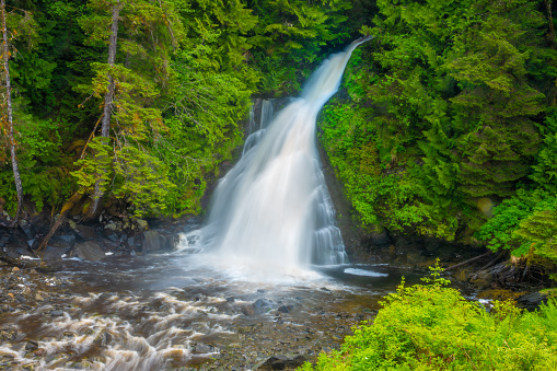Waterfall in the rainforests of the Ketchikan Gateway Borough of Alaska,  the state's southeasternmost major settlement
