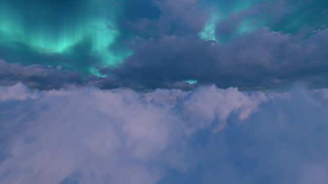 Flying Through The Clouds, Aurora Borealis, Northern Lights, Nebula