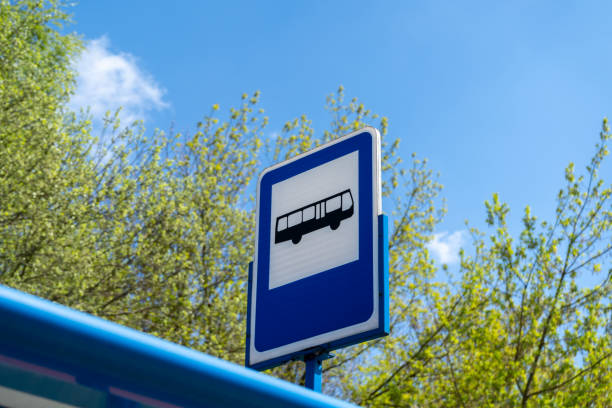 istock D-15 bus stop information road traffic sign post in Poland. 1505728166
